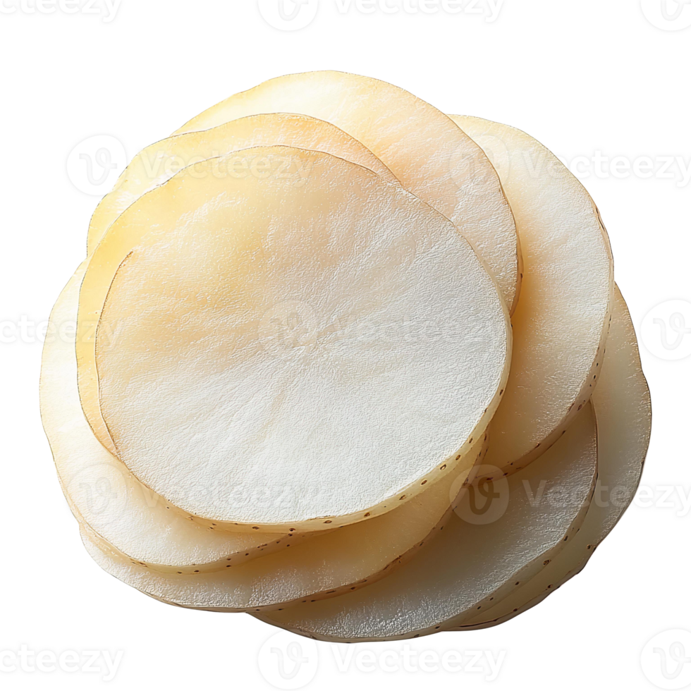 Potato slices stack isolated on transparent background png