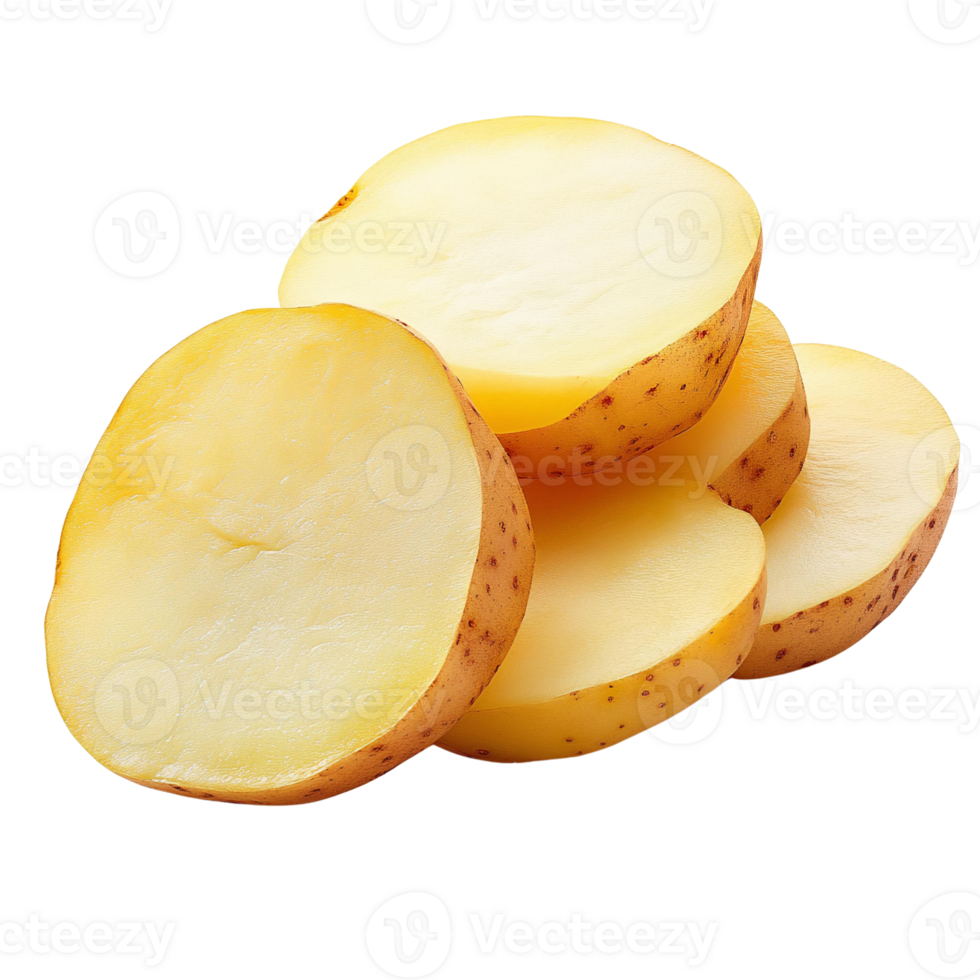 Yellow potato slices isolated on transparent background png