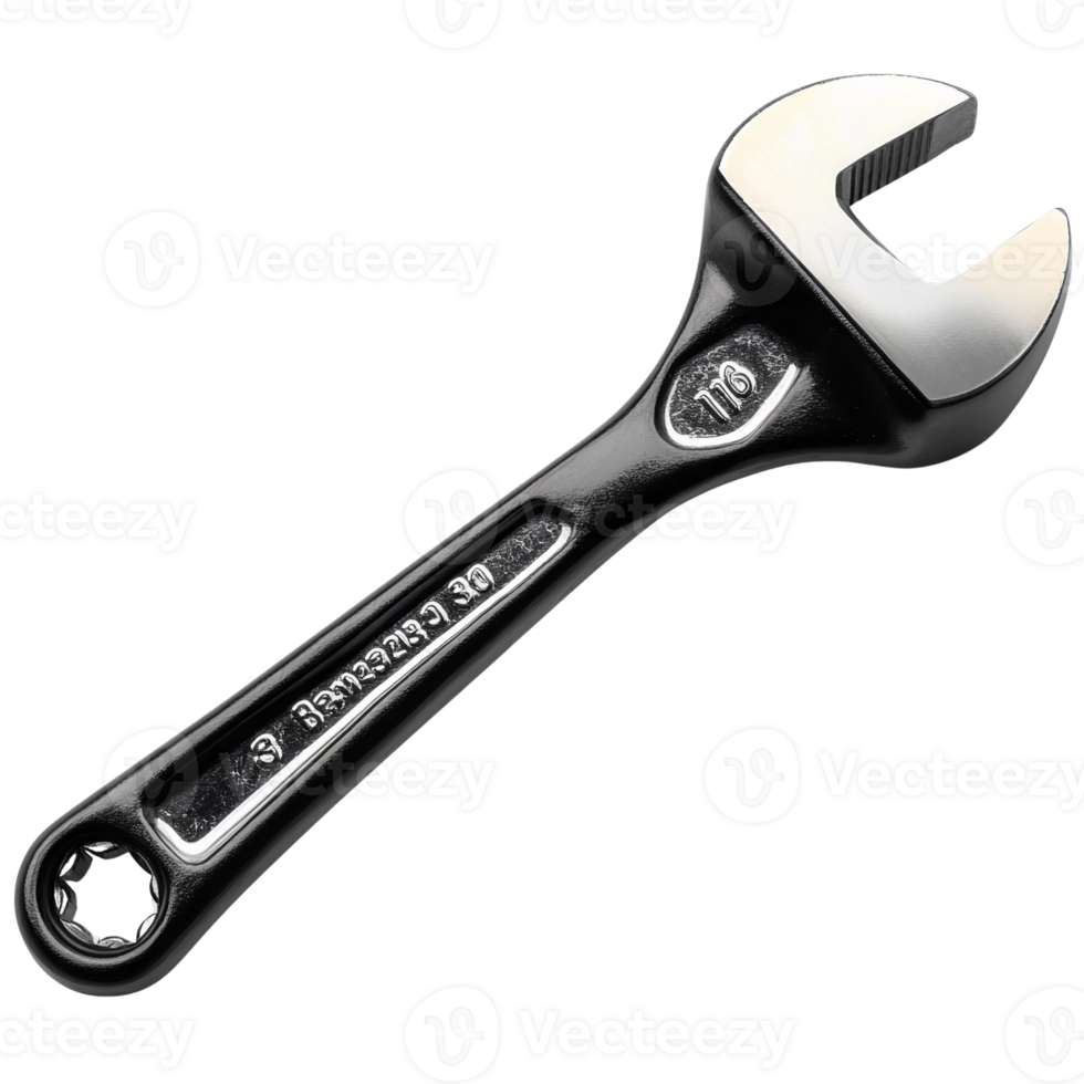 Black adjustable wrench on transparent background png