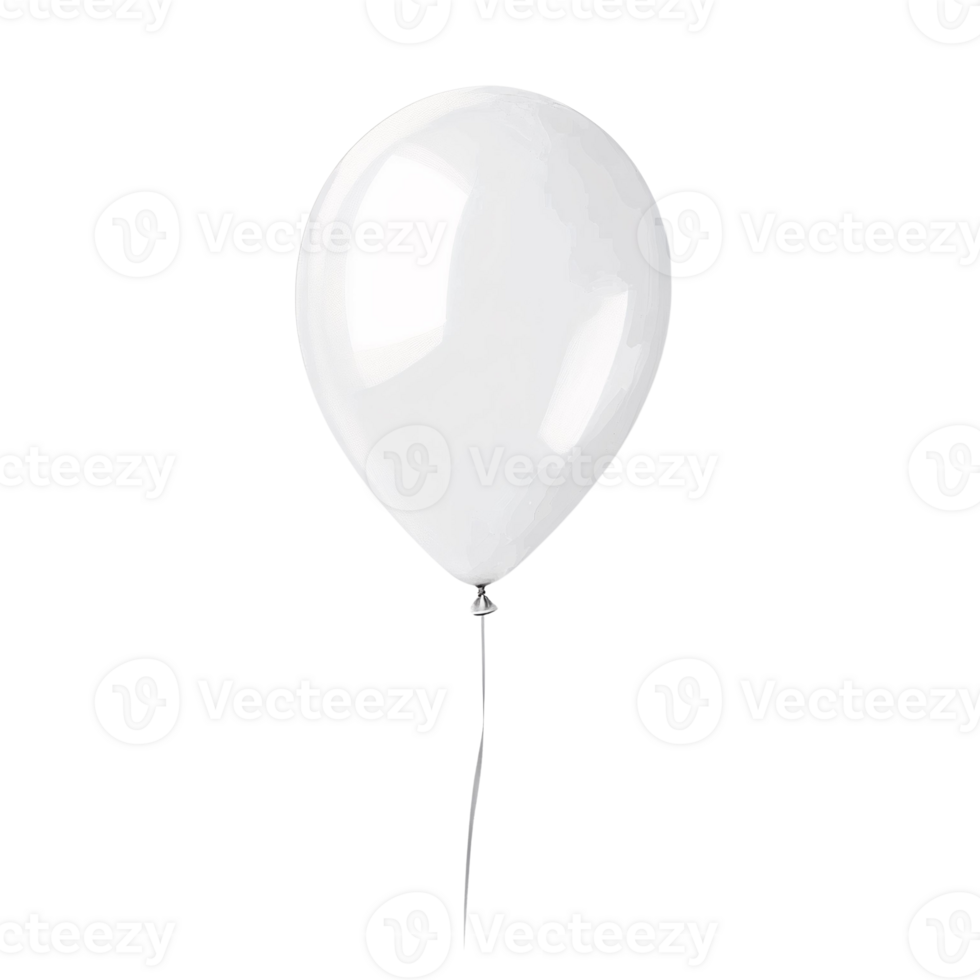 White balloon with string on transparent background png