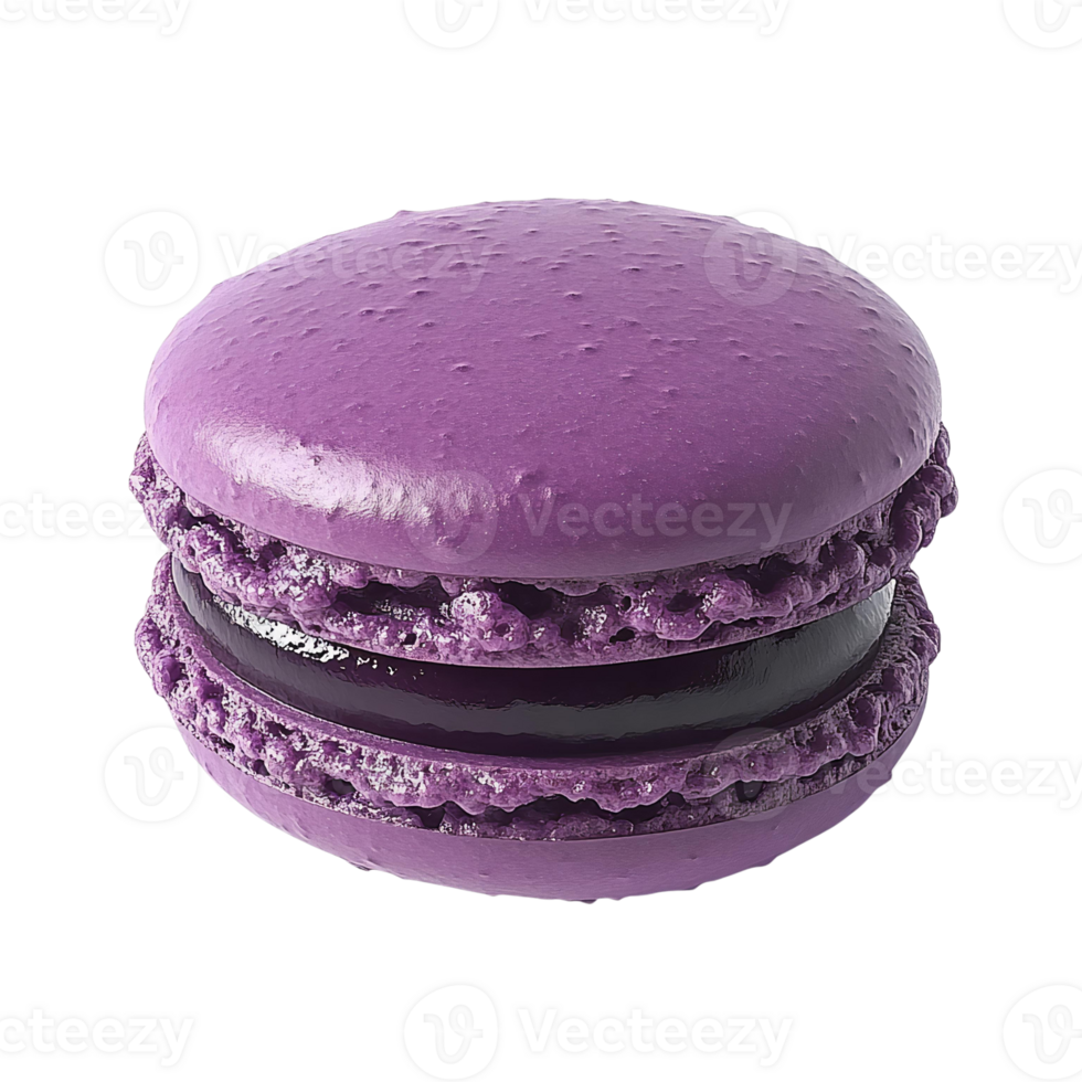 Purple macaron with dark filling isolated on transparent background png