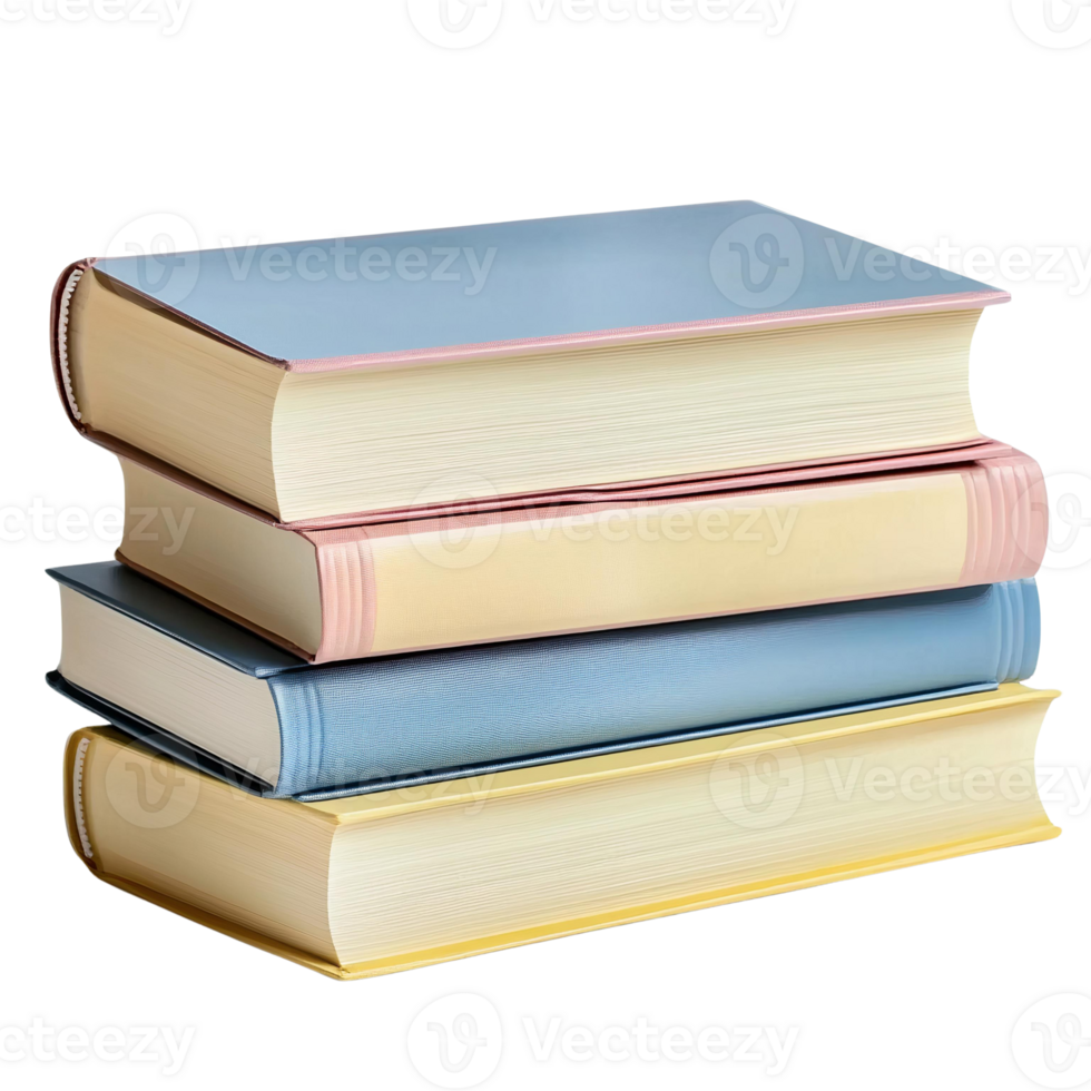Stack of pastel books on transparent background png