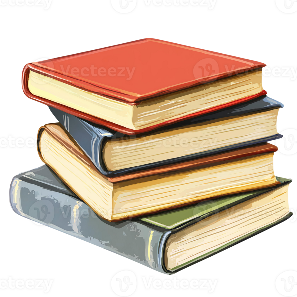Stack of books illustration on transparent background png