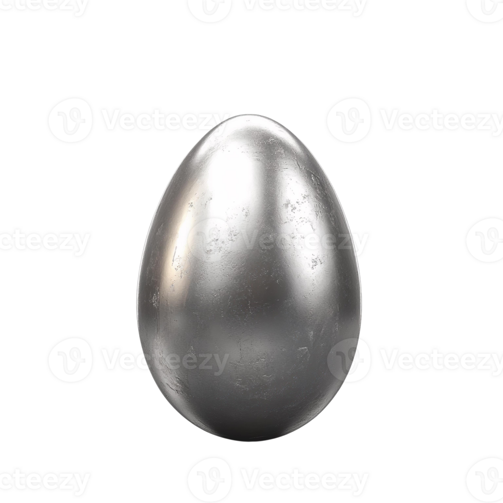 Silver metal egg on transparent background 3d render png