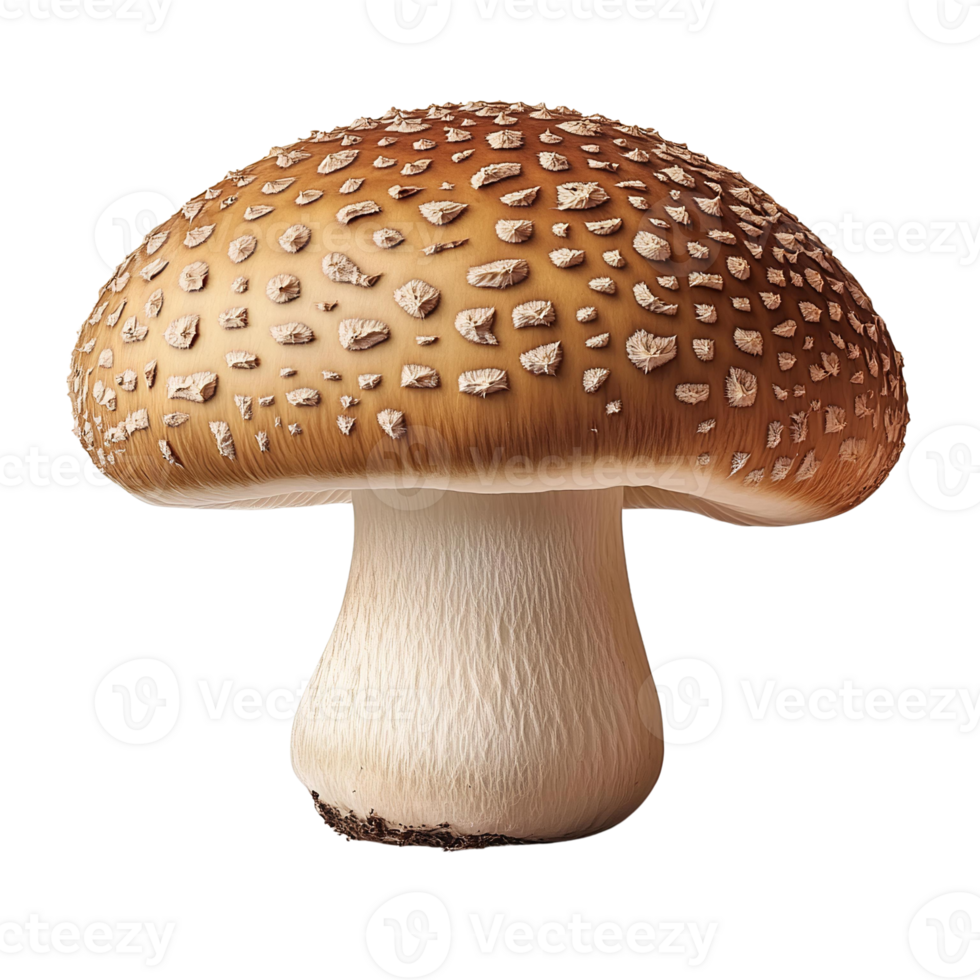 Brown mushroom with white spots on transparent background png