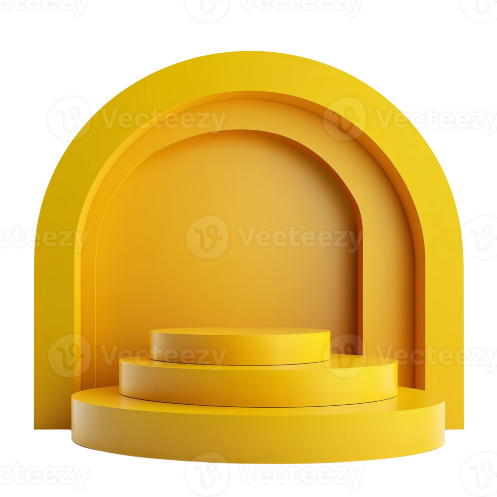 Yellow circular product display stand on transparent background png