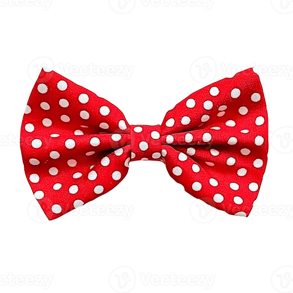 Bright Red Bow Tie with White Polka Dots Isolated on Transparent Background png