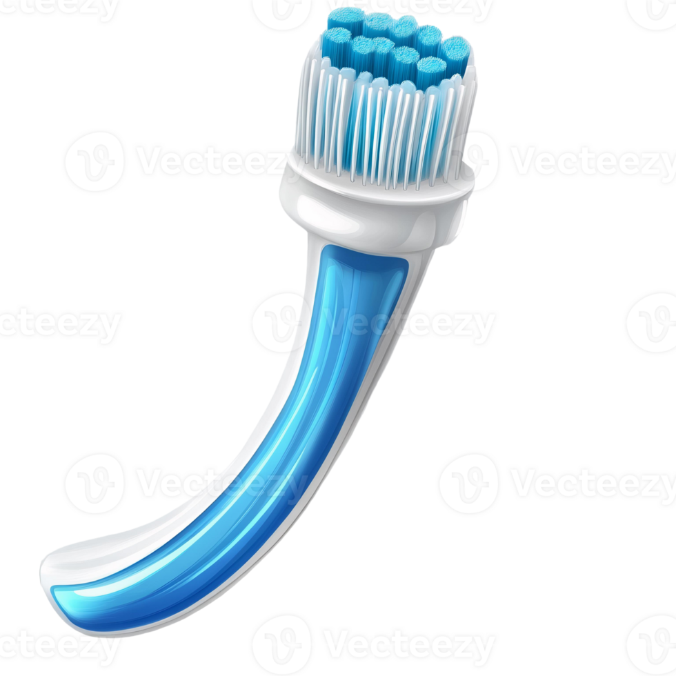 Blue and white toothbrush head isolated on transparent background png