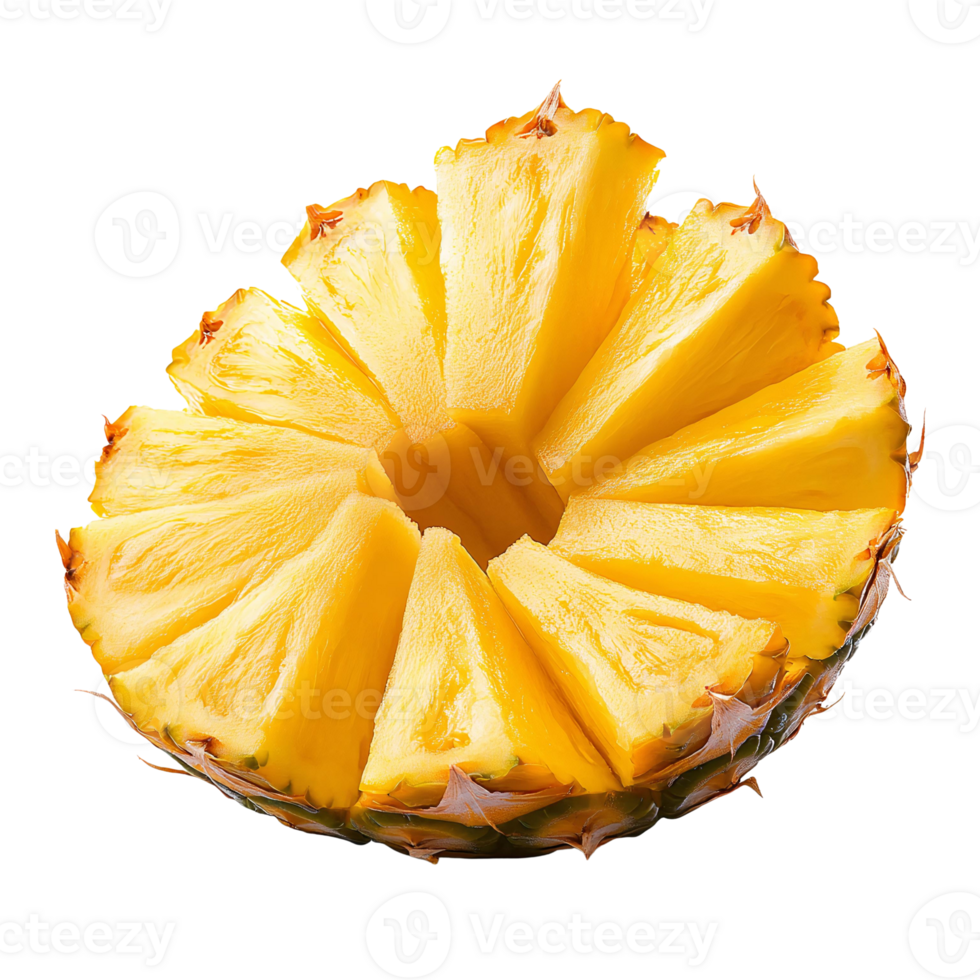 Tasty Juicy Pineapple Slices Isolated on Transparent Background png