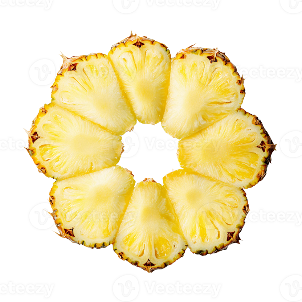 Pineapple flower shaped slices on transparent background png