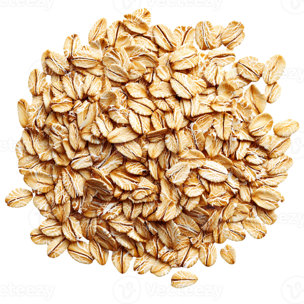arrollado avena montón, parte superior vista, aislado en transparente antecedentes png