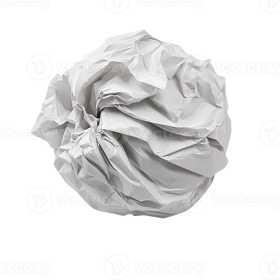 Torn White Paper Ball Isolated on Transparent Background png