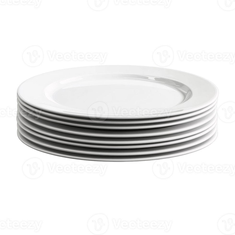 Elegant Stack of White Plates on Transparent Background png