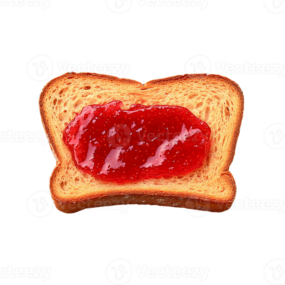 Strawberry jam toast on transparent background png