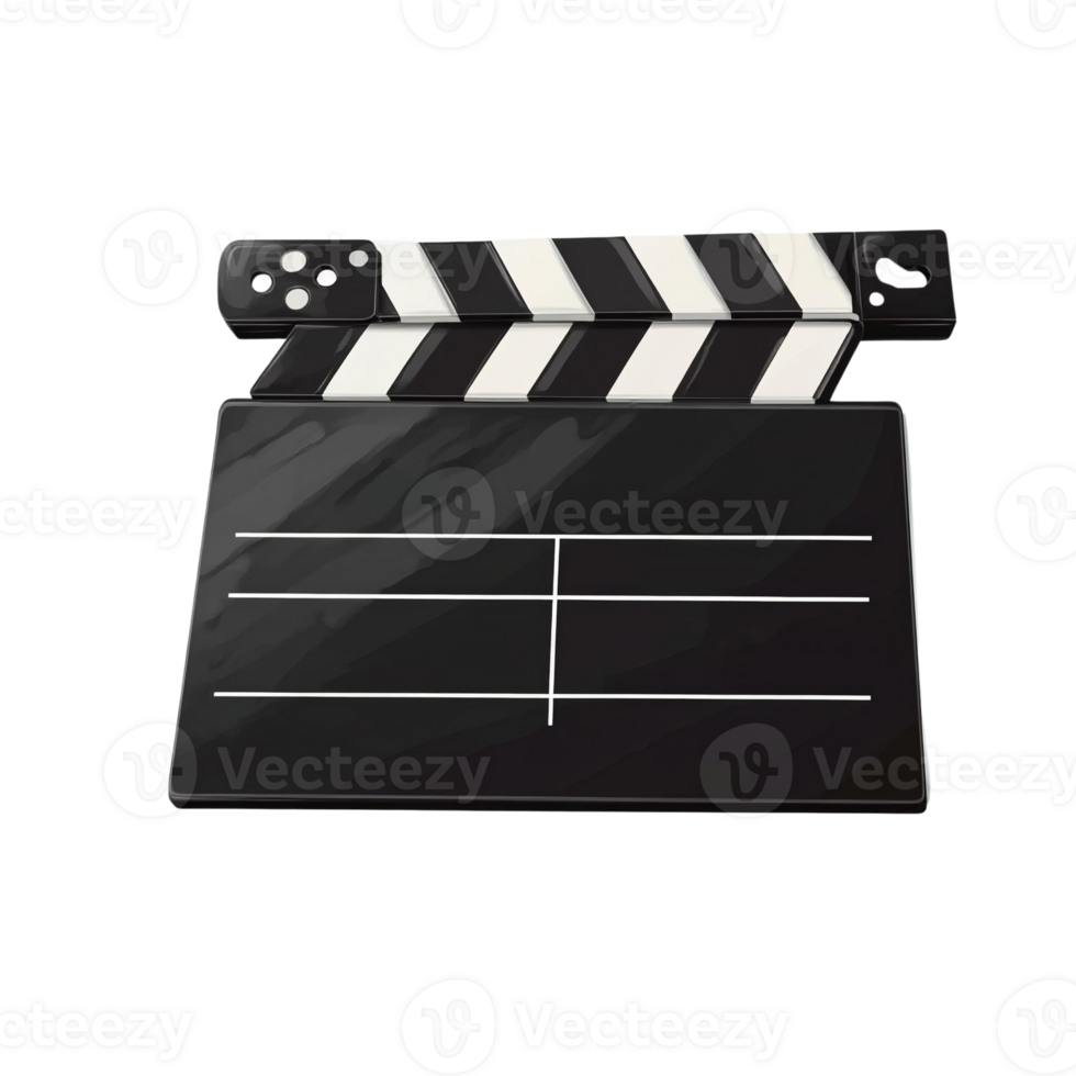Clapperboard movie slate on transparent background png