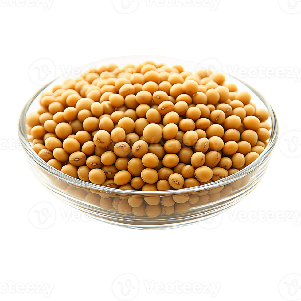 Soybeans in glass bowl on transparent background png