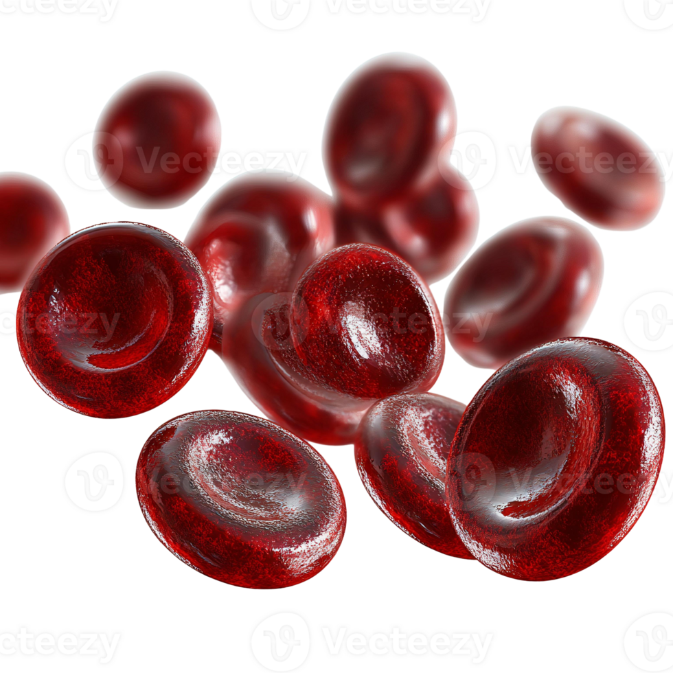 Microscopic Red Blood Cells Isolated on Transparent Background png