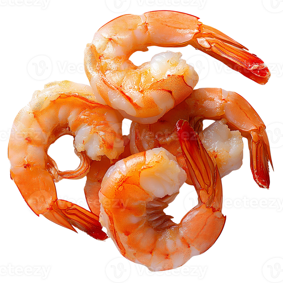 Cooked shrimp pile isolated on Transparent Background png