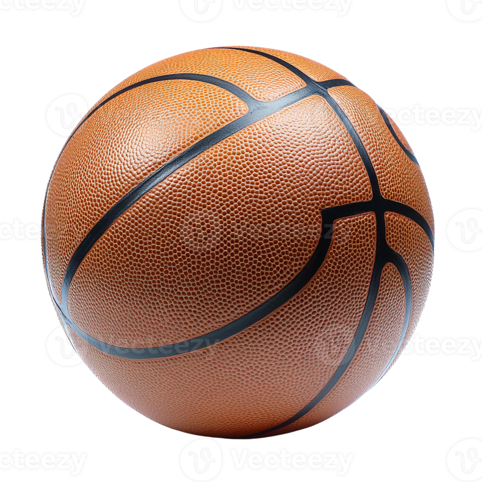 Orange basketball with black lines on transparent background png