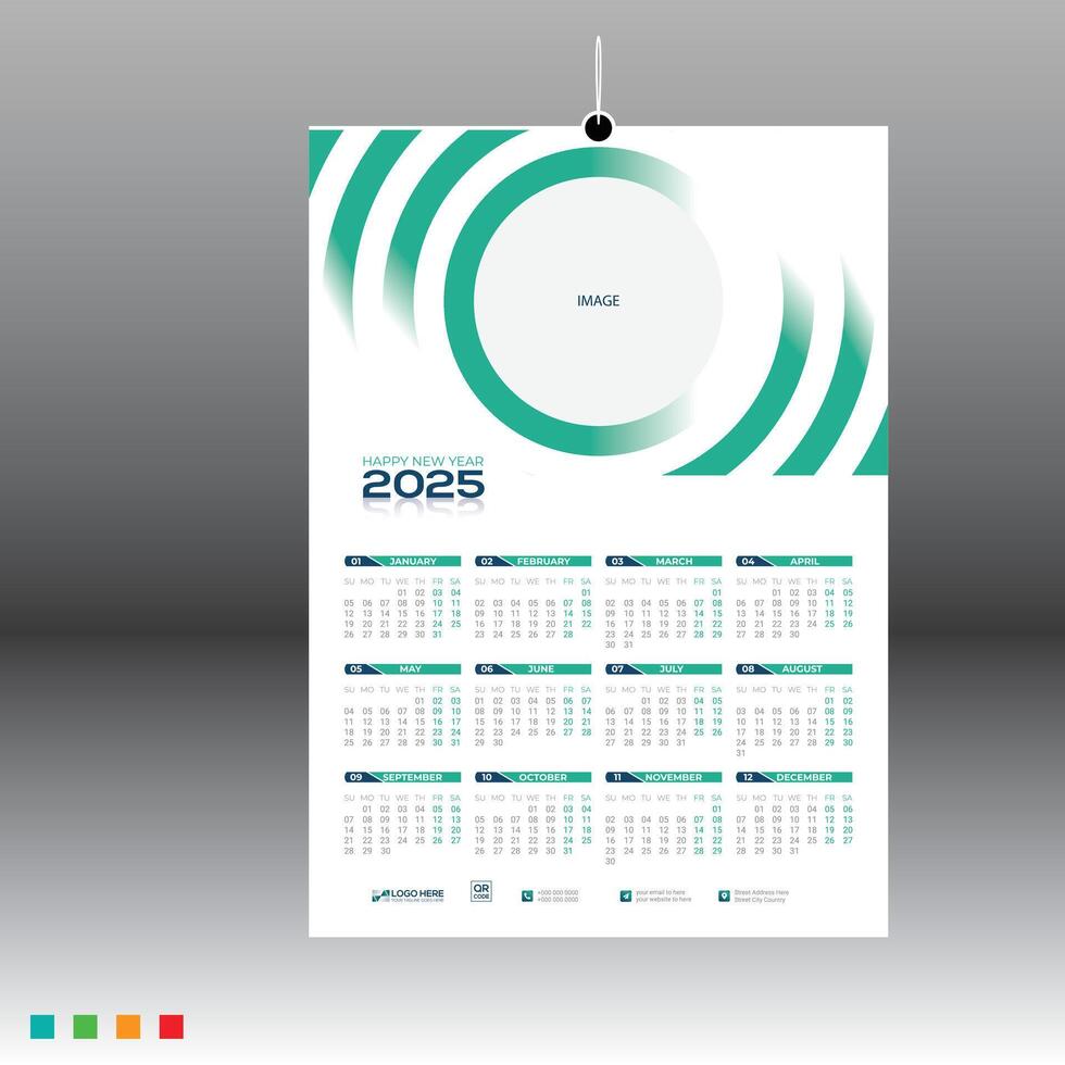 A 2025 wall calendar vector