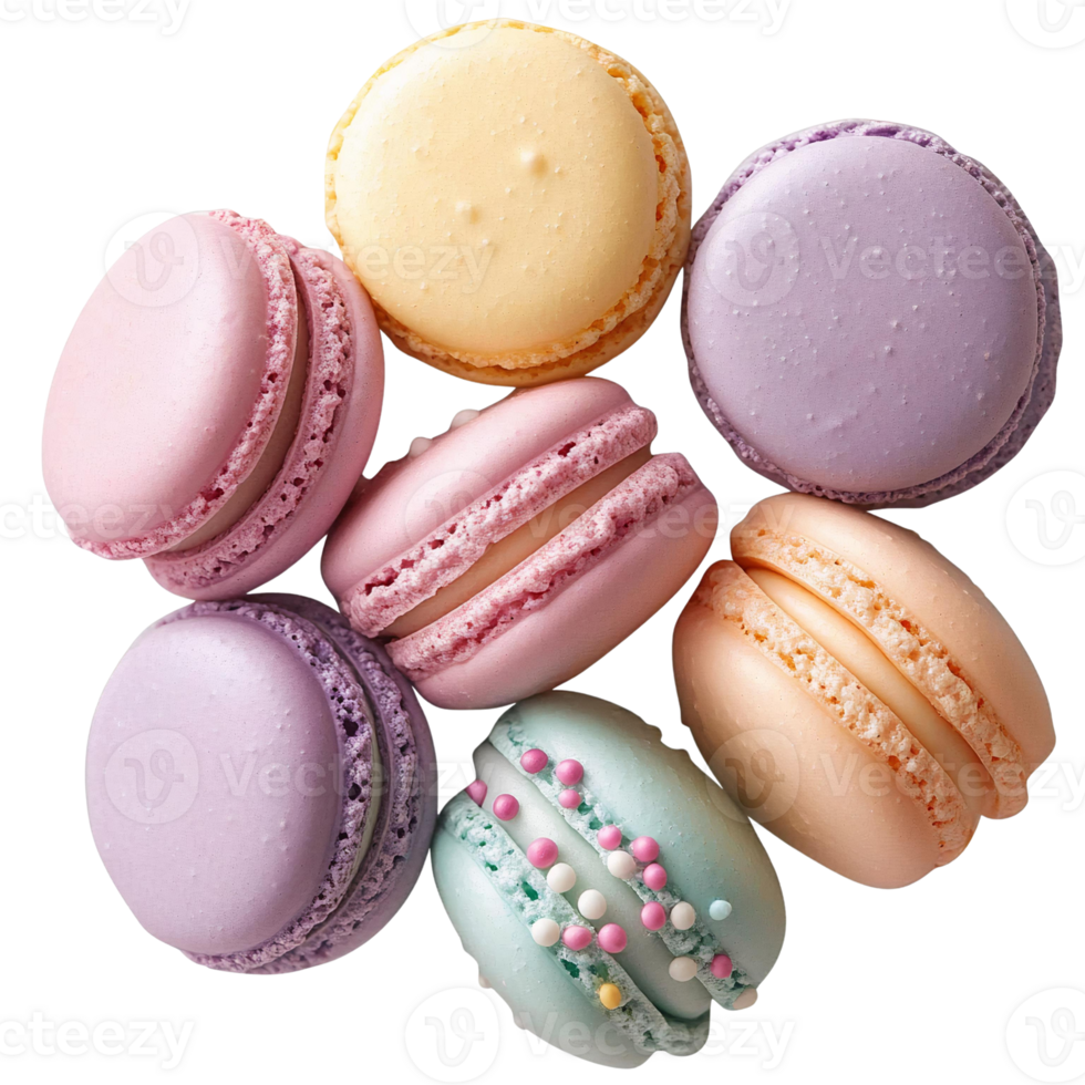 Sweet Pastel Macarons Set Isolated on Transparent Background png