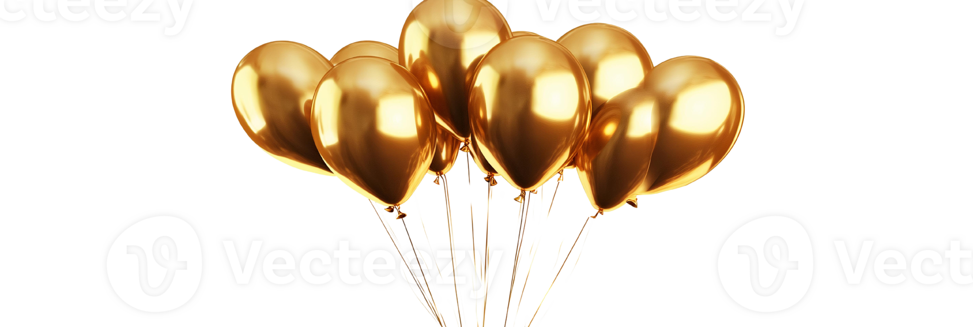 Gold balloons bunch on transparent background png