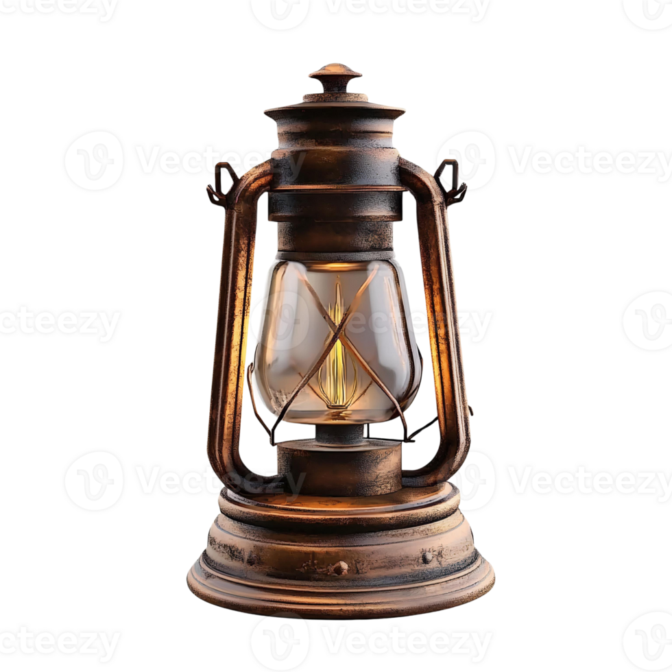 Antique oil lamp with led light on Transparent Background png