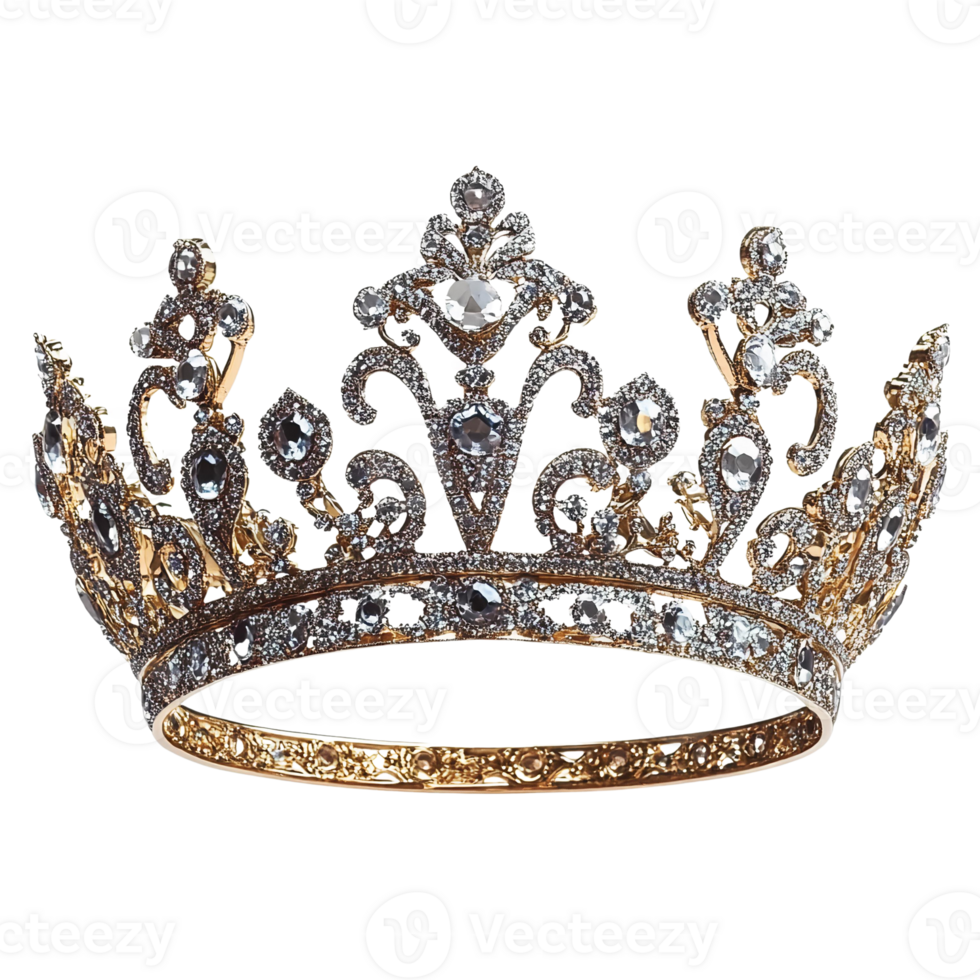 Diamond crown gold jewelry on Transparent Background png