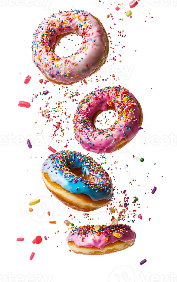 Tasty Pink Donuts with Sprinkles on Transparent Background png