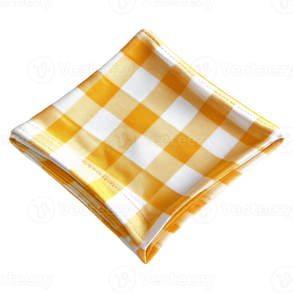 Yellow gingham checkered napkin fabric texture on Classic White Balloon Floating on transparent background png