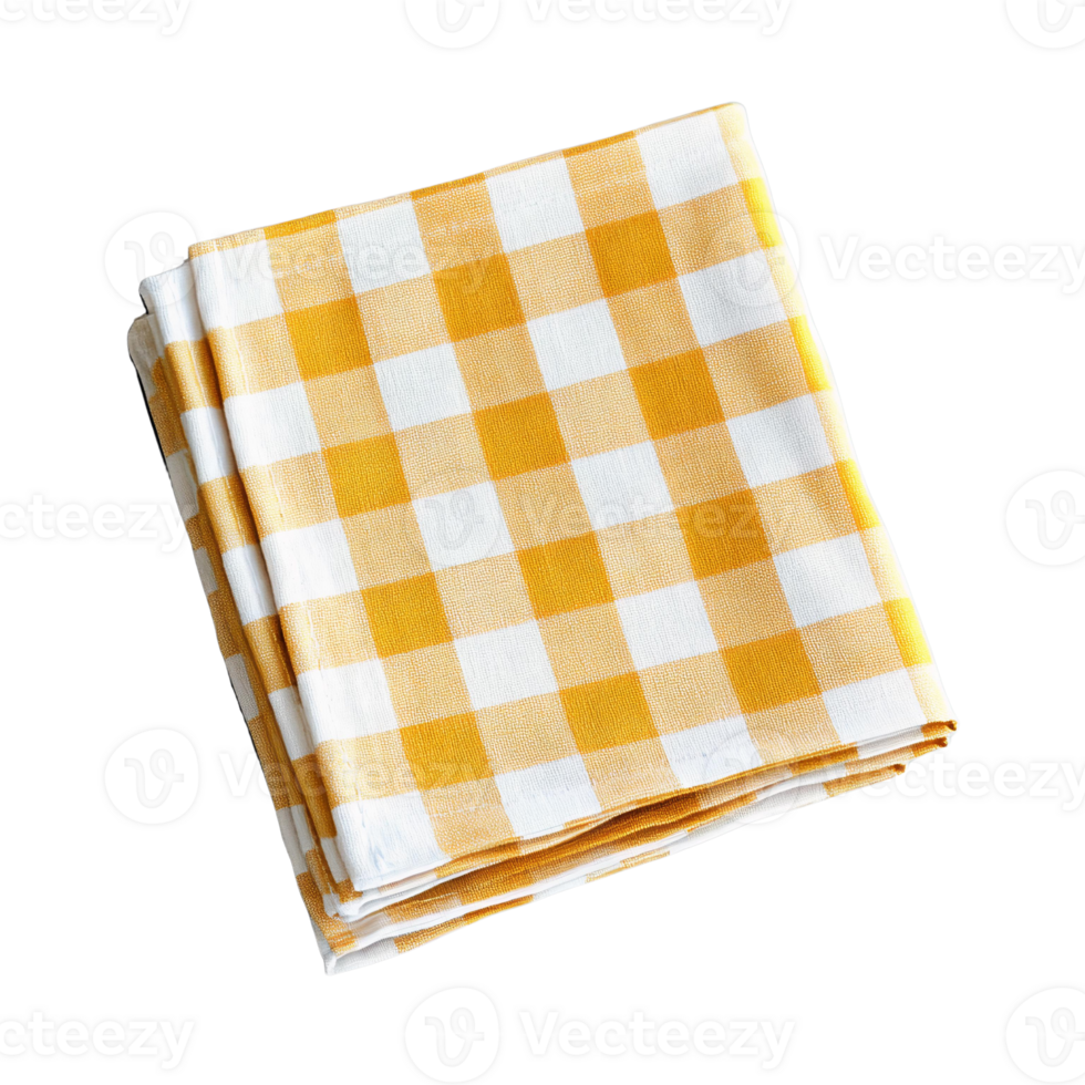 Yellow and white gingham checkered napkin on Classic White Balloon Floating on transparent background png