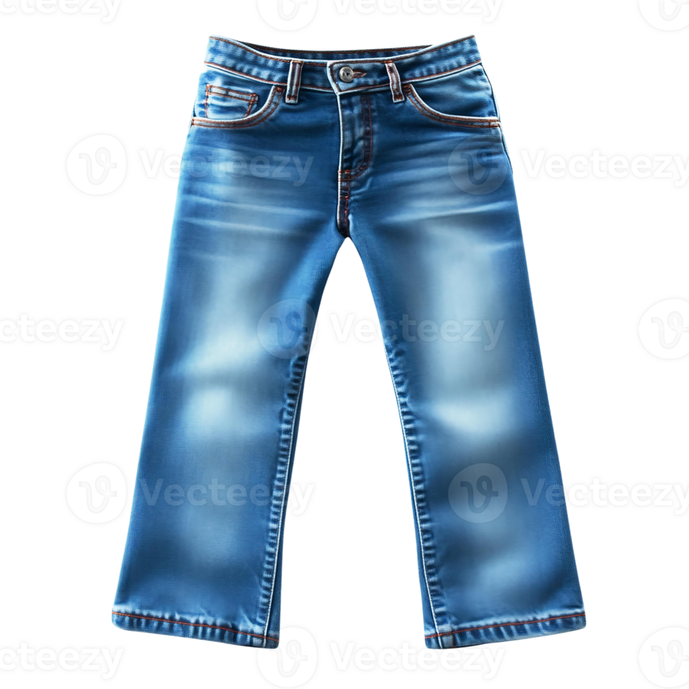 Light blue denim jeans, bootcut, isolated on transparent background png