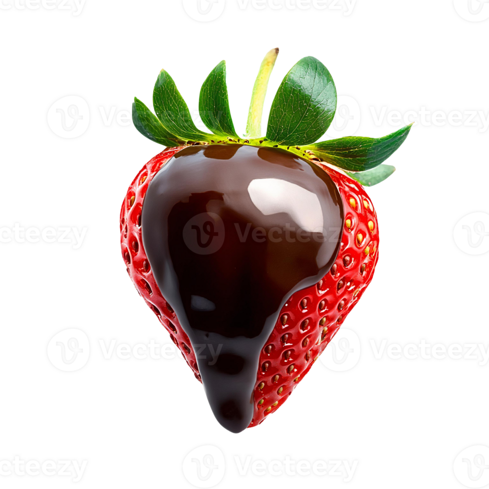 Tasty Chocolate Dipped Strawberry Isolated on transparent background png
