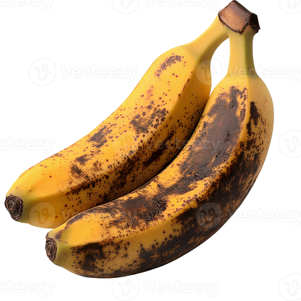 Overripe bananas with brown spots on transparent background png