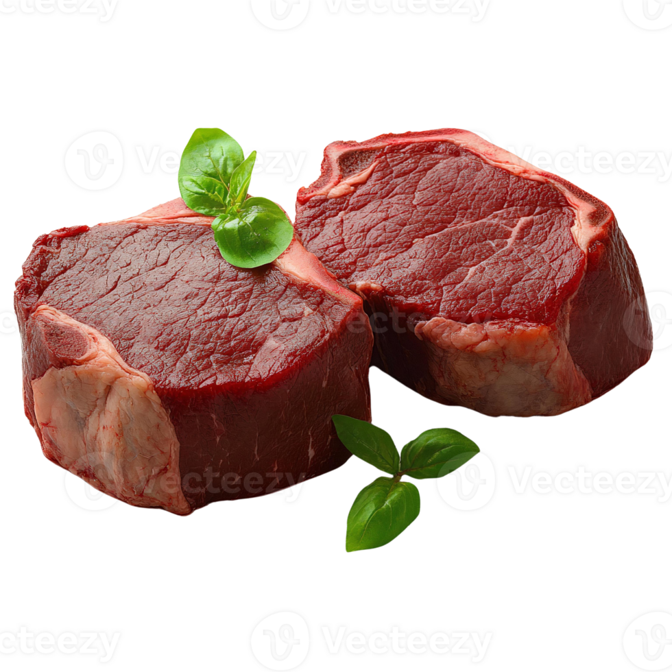 Raw beef steaks with basil Rustic Wooden Cutting Board with Oyster Mushrooms Isolated on Transparent Background png