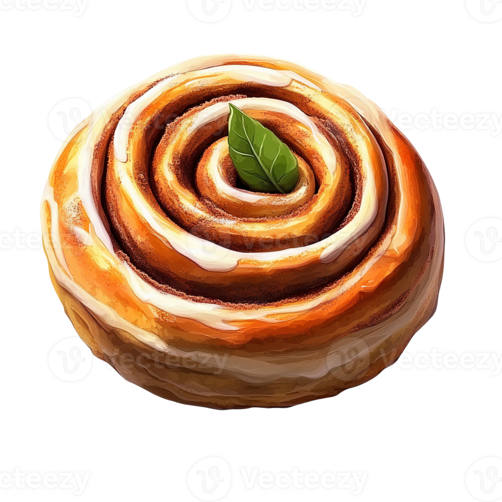 Cinnamon roll pastry with icing Oyster mushrooms cluster on transparent background png