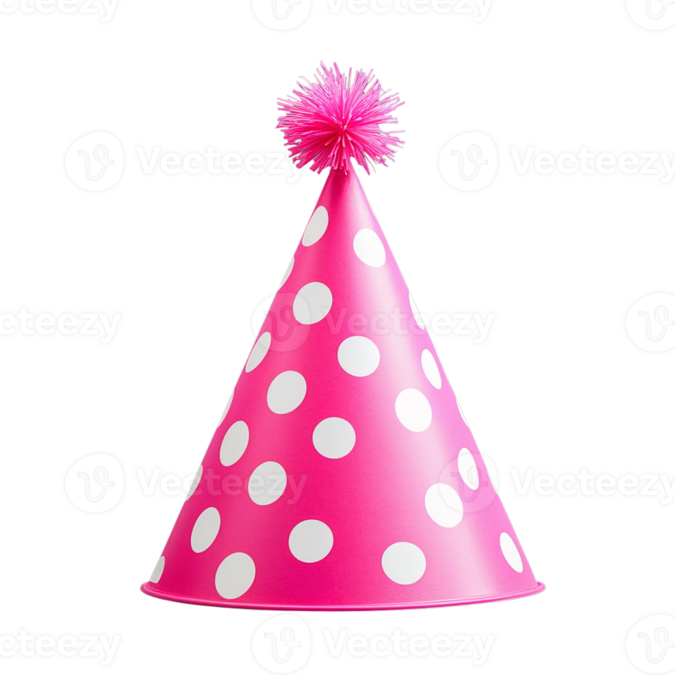 Pink party hat with white polka dots and pom-pom Oyster mushrooms cluster on transparent background png