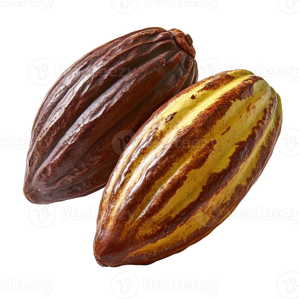 Cocoa pods brown and yellow isolated on transparent background png