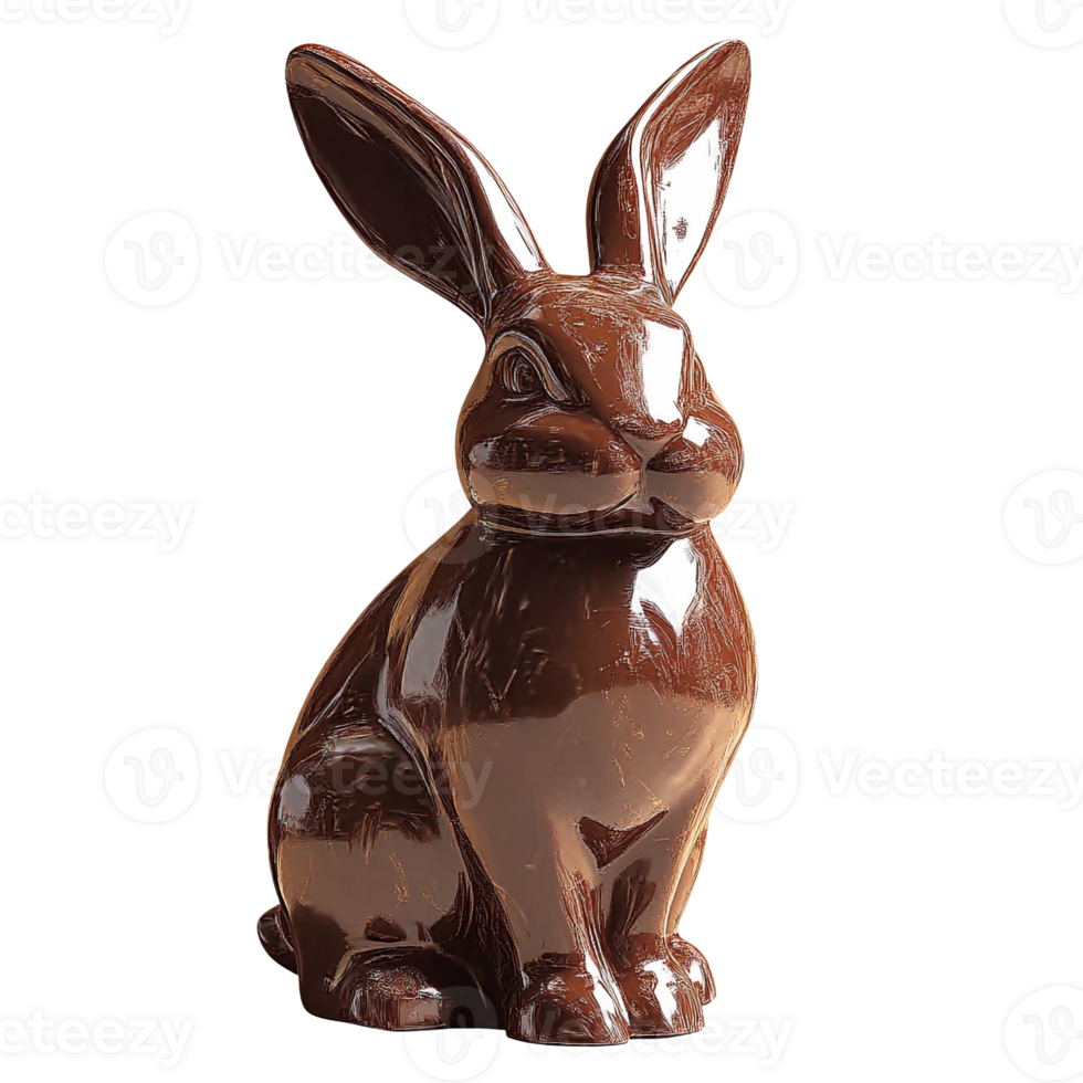 Chocolate Easter Bunny Figurine on Grilled Sausages on Transparent Background png