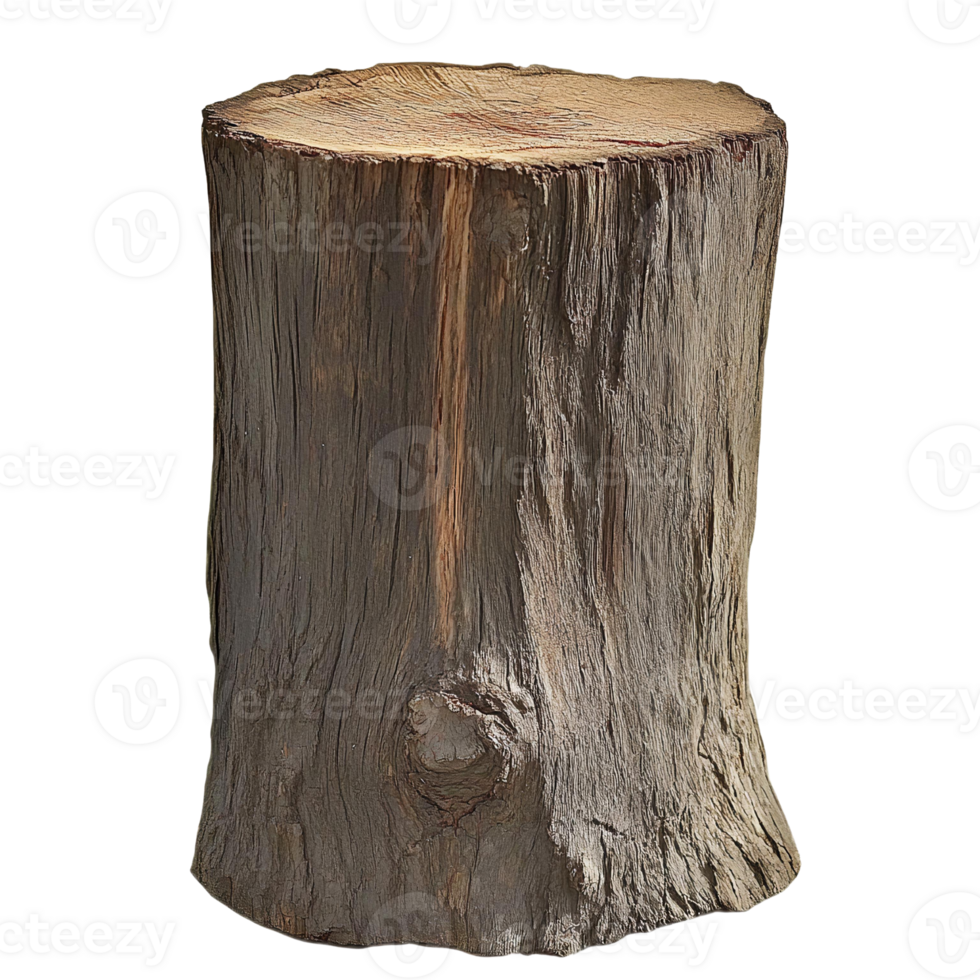 Tree stump side table on transparent background png