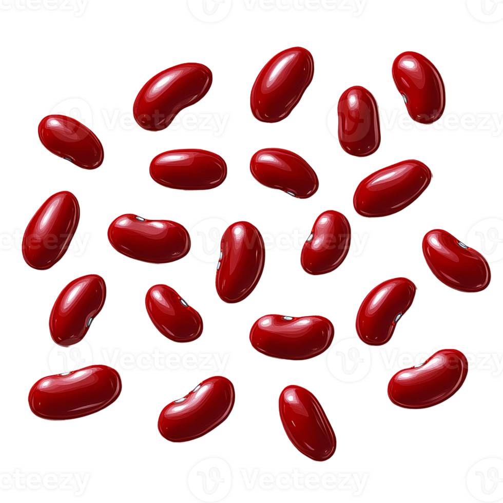 Red kidney beans Fresh Green Grapes in Wicker Basket on Transparent Background png