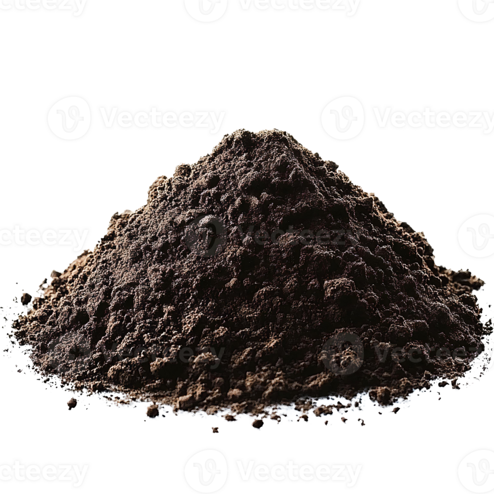 Dark brown soil pile on almon sushi nigiri on transparent background png
