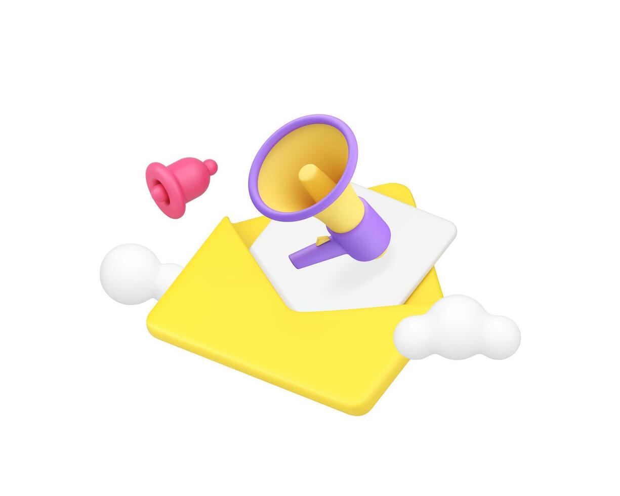 Digital email marketing strategy electronic mail promotion 3d icon realistic illustration vector