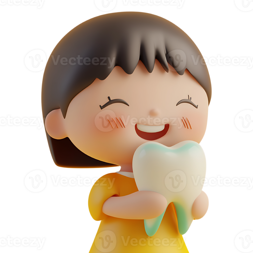 A cartoon girl holding a toothbrush png