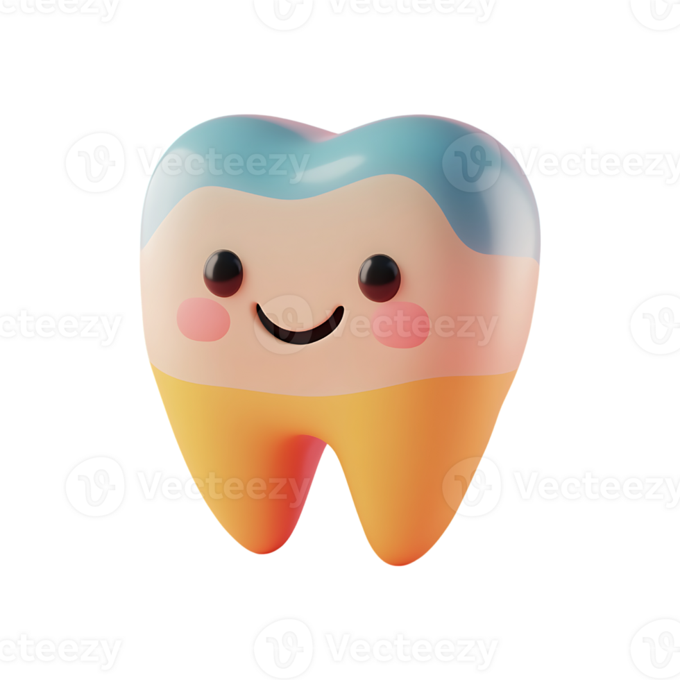A tooth with a smile on it, on a transparent background png