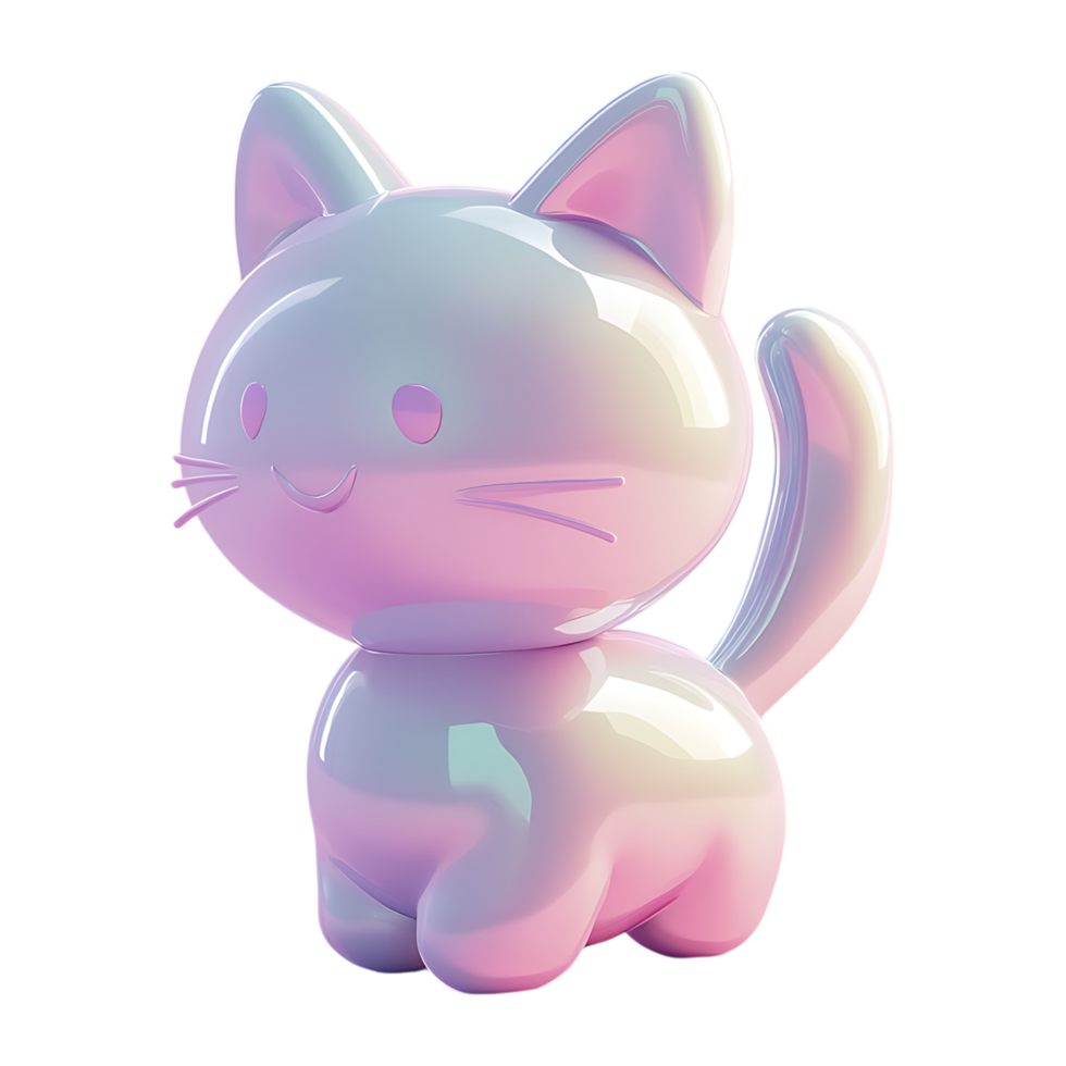 A pink and blue cat on a transparent background png