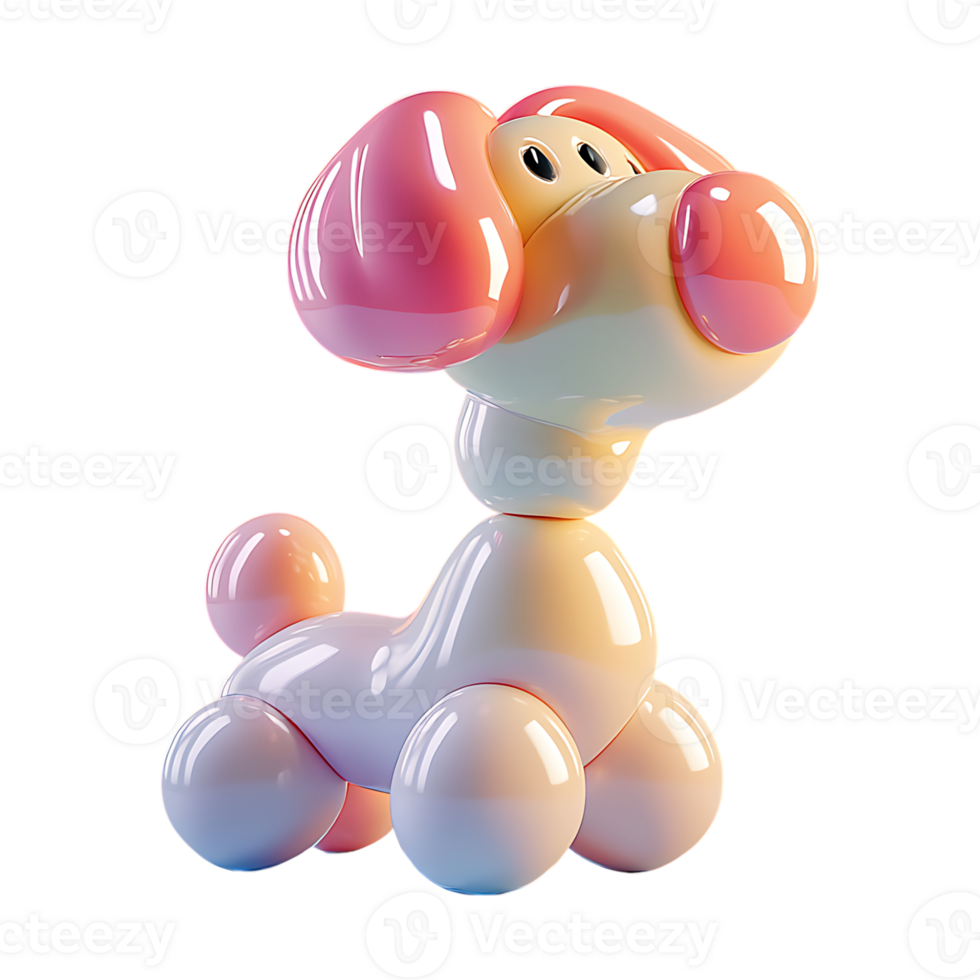 A toy dog with a pink nose and pink ears png