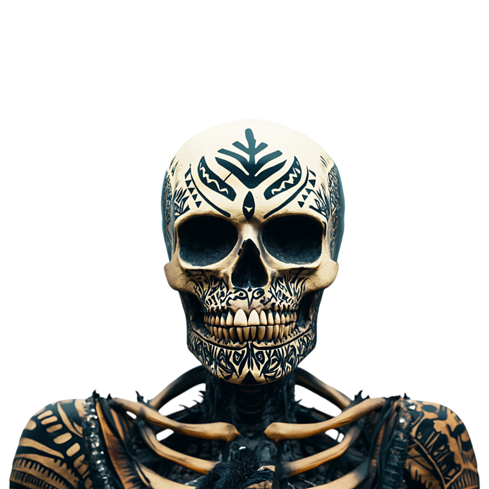 Skeleton with tattoos on his face png