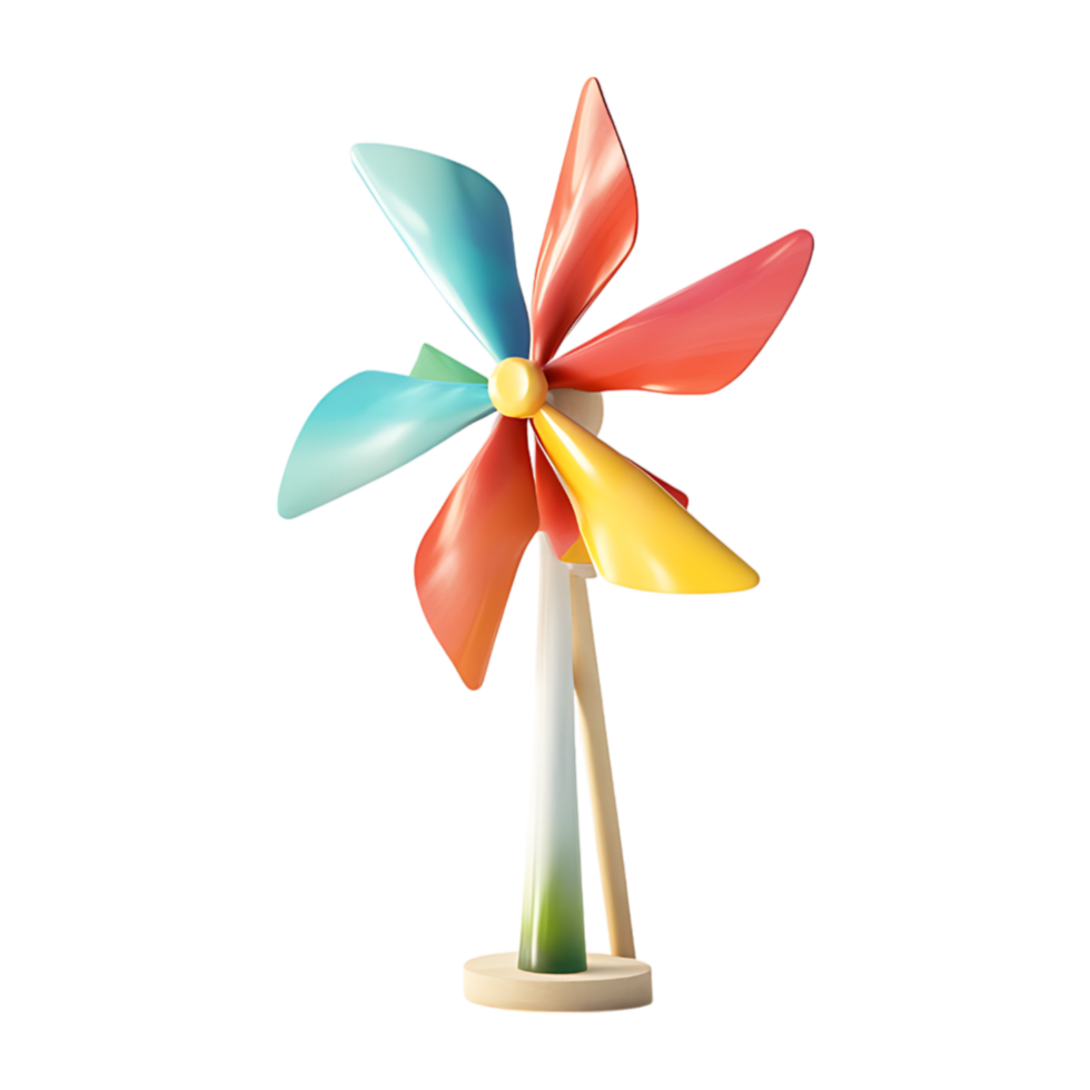 A colorful windmill on a wooden stand png