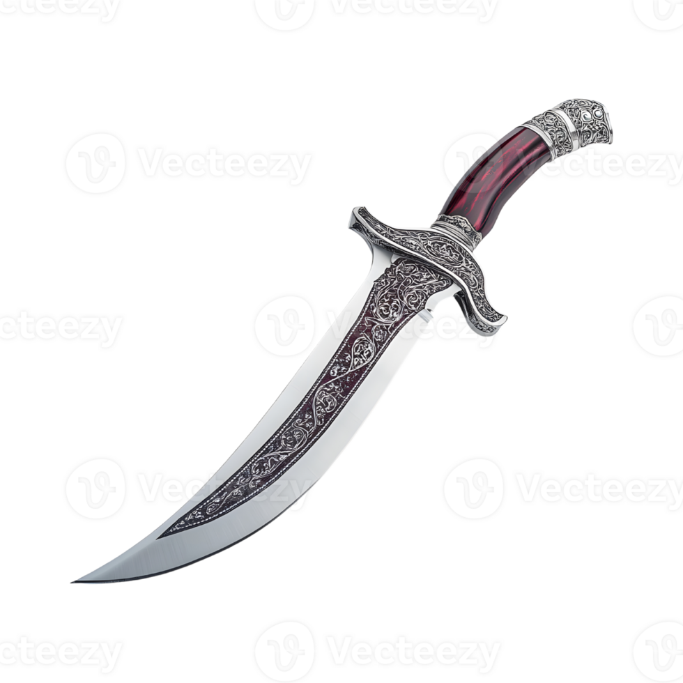 A knife with a red handle on a transparent background png